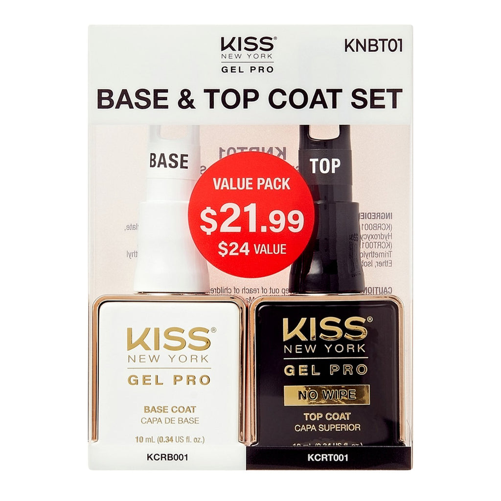 Kiss New York Gel Pro Base & Top Coat Set 0.34oz/10ml - ikatehouse