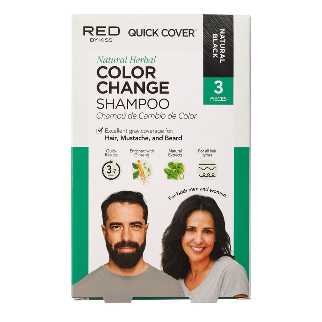 Red By Kiss Quick Cover Natural Herbal Color Change Shampoo V2 3pcs - ikatehouse