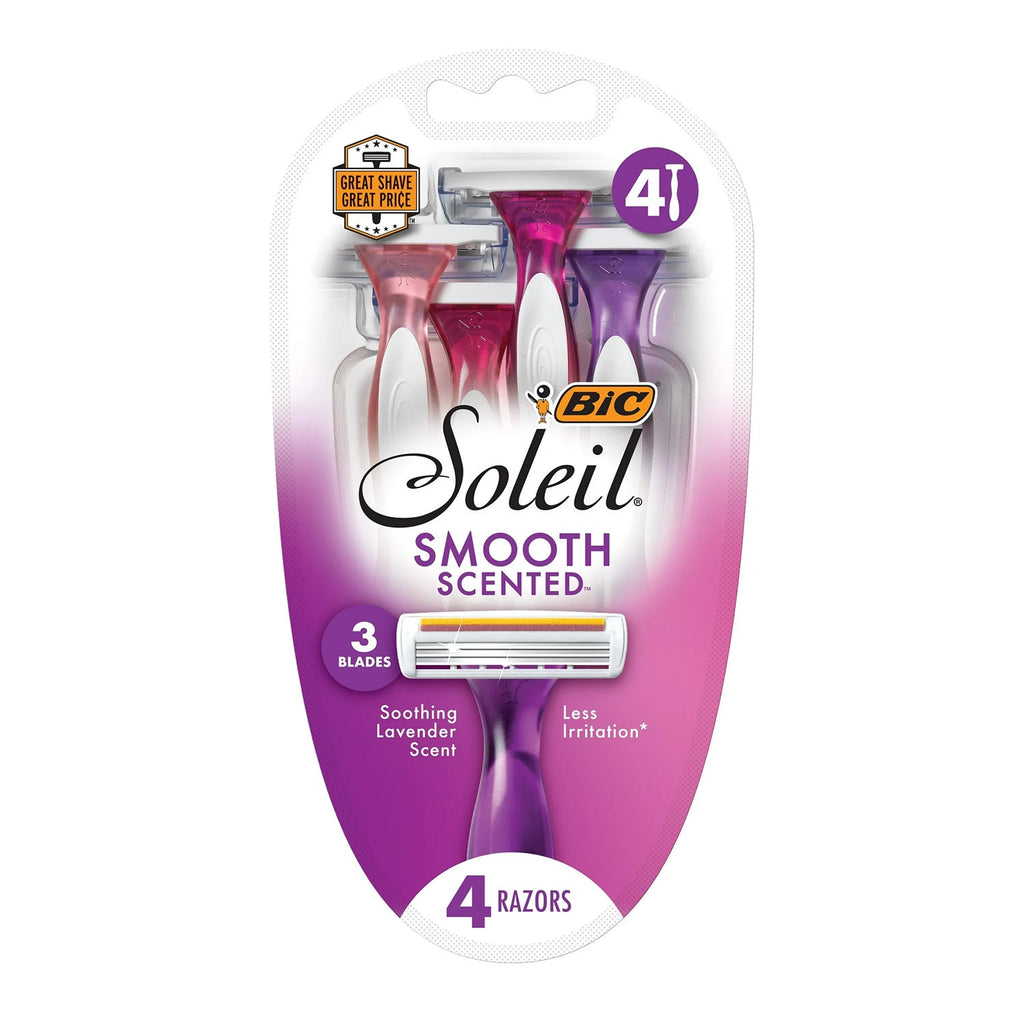 Bic Soleil Smooth Lavender Scent Women's Razors 3 Blades Lames 4 Pack - ikatehouse