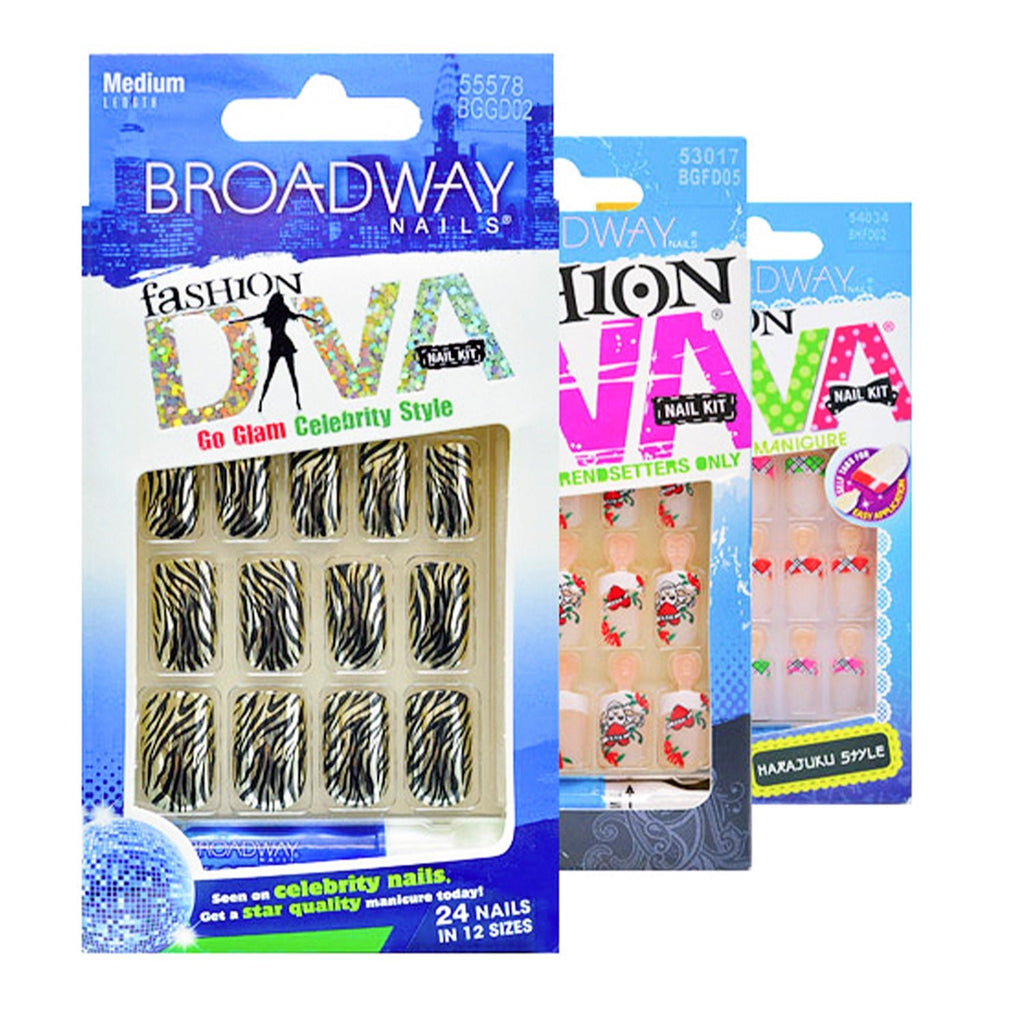 Broadway Fashion Diva 24 Nails in 12 Sizes - ikatehouse