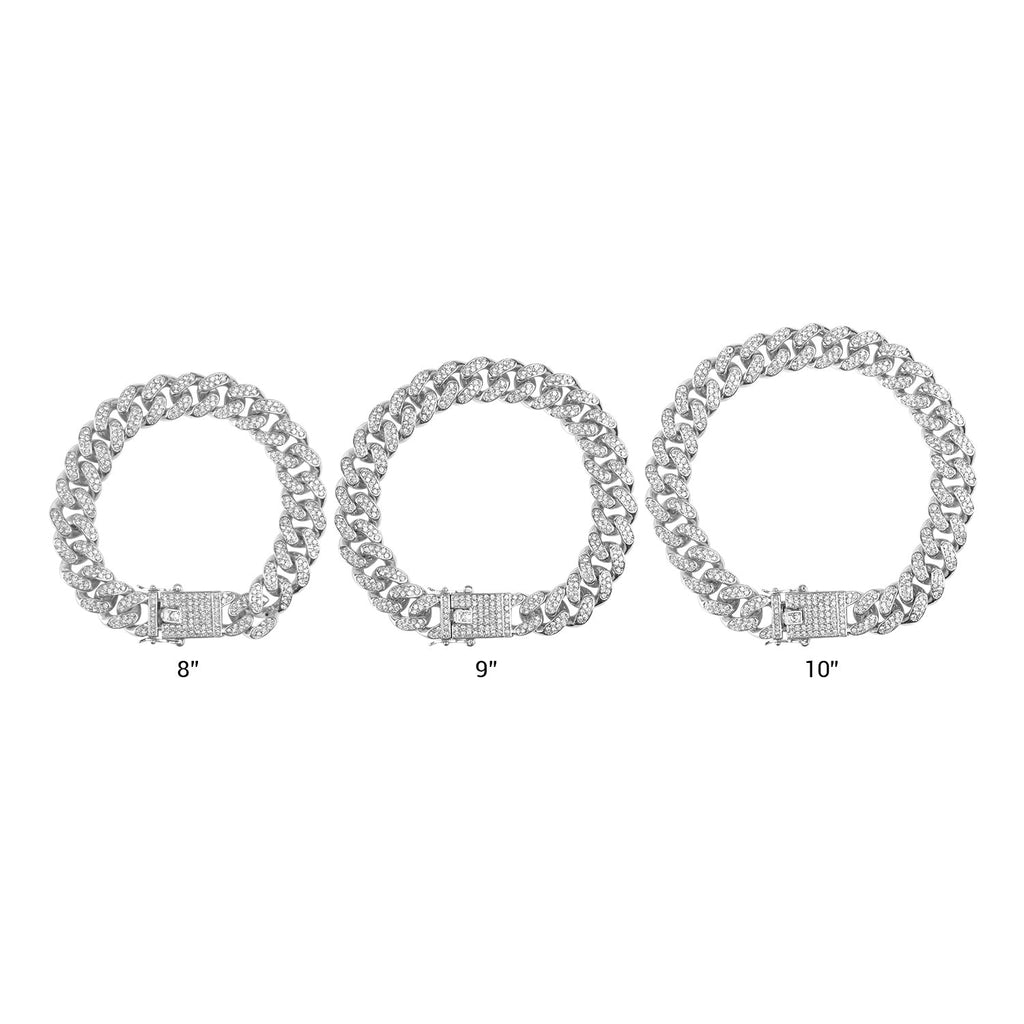 Cuban Link Chain Bracelets Silver 13mm - ikatehouse
