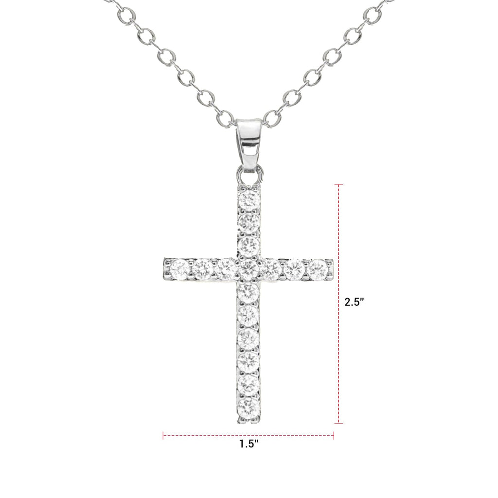 Cubic Zirconia Cross Pendant Necklace - ikatehouse