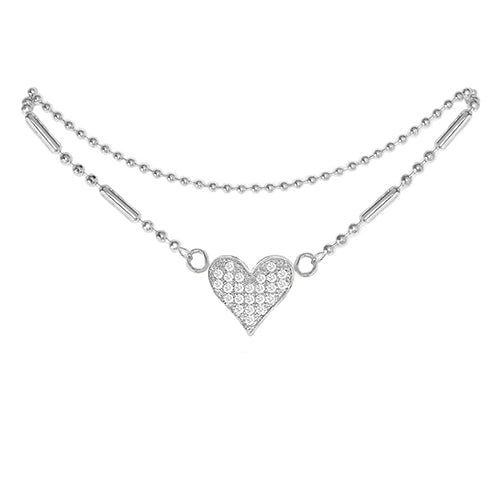 Cubic Zirconia Heart Anklet Silver - ikatehouse