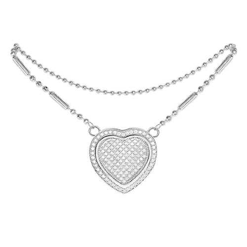 Cubic Zirconia Heart Anklet Silver - ikatehouse