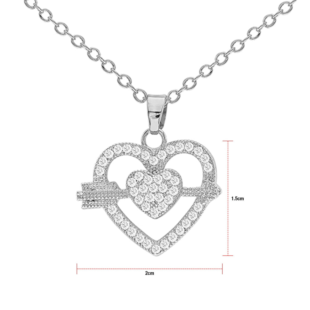 Cubic Zirconia Heart & Arrow Pendant Necklace - ikatehouse