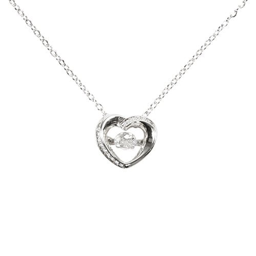Cubic Zirconia Heart Dancing Stone Pendant Necklace - ikatehouse