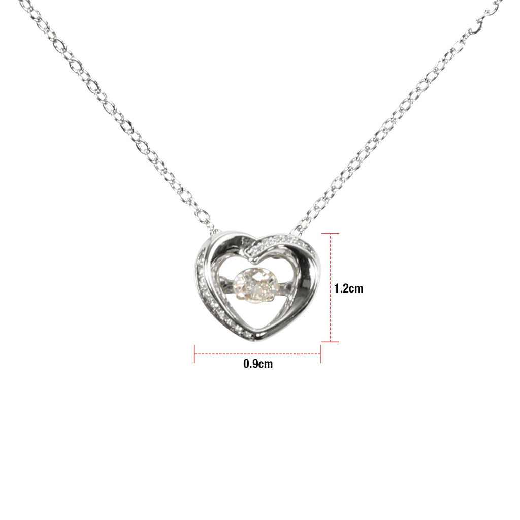 Cubic Zirconia Heart Dancing Stone Pendant Necklace - ikatehouse