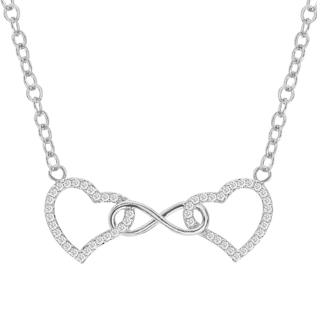 Cubic Zirconia Infinity Heart Pendant Necklace - ikatehouse