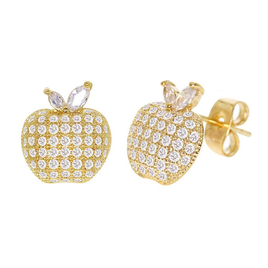 Cubic Zirconia Micro Pave Apple Earring - ikatehouse