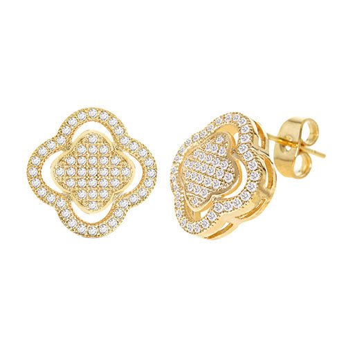 Cubic Zirconia Micro Pave Flower Earring - ikatehouse