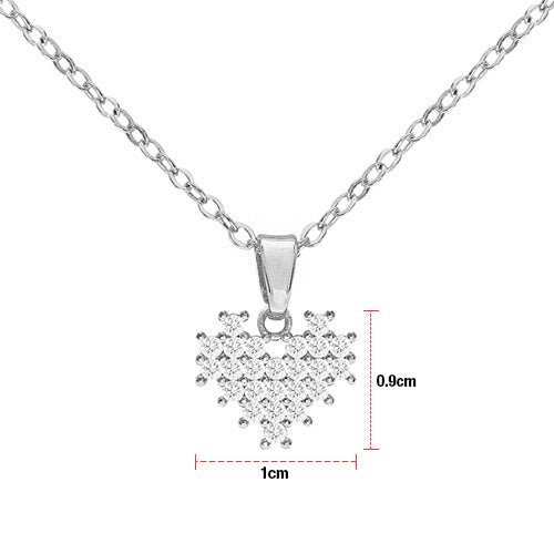 Cubic Zirconia Pixel Heart Pendant Necklace - ikatehouse