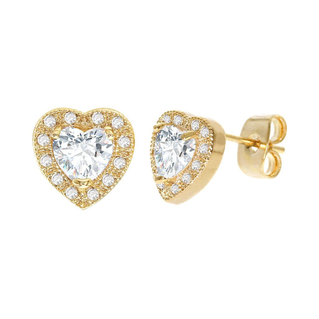 Diamond Look Cubic Zirconia Heart Earring - ikatehouse