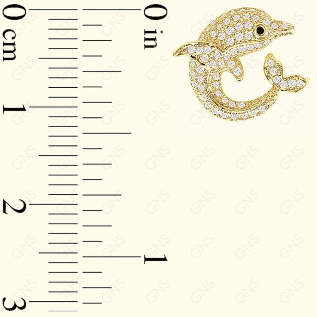 Diamond Look Cubic Zirconia Micro Pave Dolphin Earring - ikatehouse