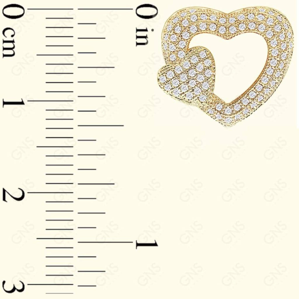 Diamond Look Cubic Zirconia Micro Pave Double Heart Earring - ikatehouse