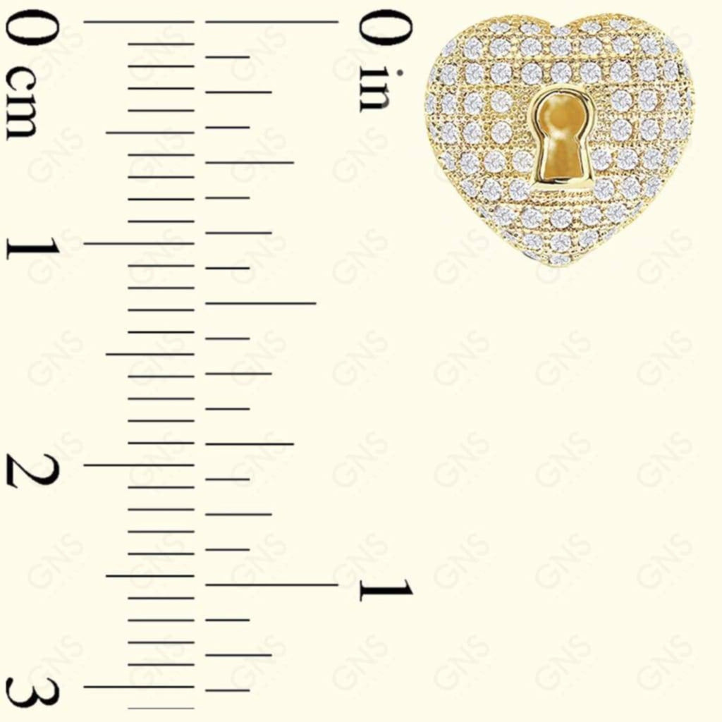 Diamond Look Cubic Zirconia Micro Pave Heart & Lock Earring - ikatehouse
