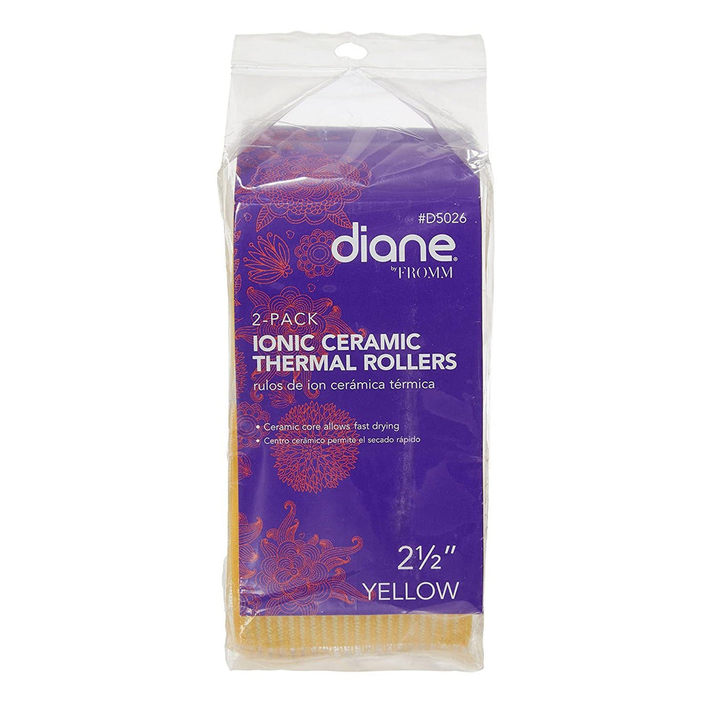 Diane Ionic Ceramic Thermal Rollers Yellow 2 1/2" 2pcs - ikatehouse