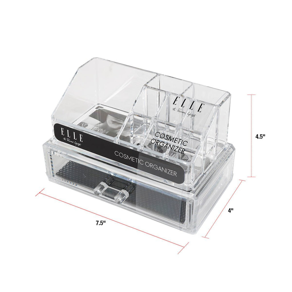 Elle Clear Cosmetic Organizer with Drawer - ikatehouse