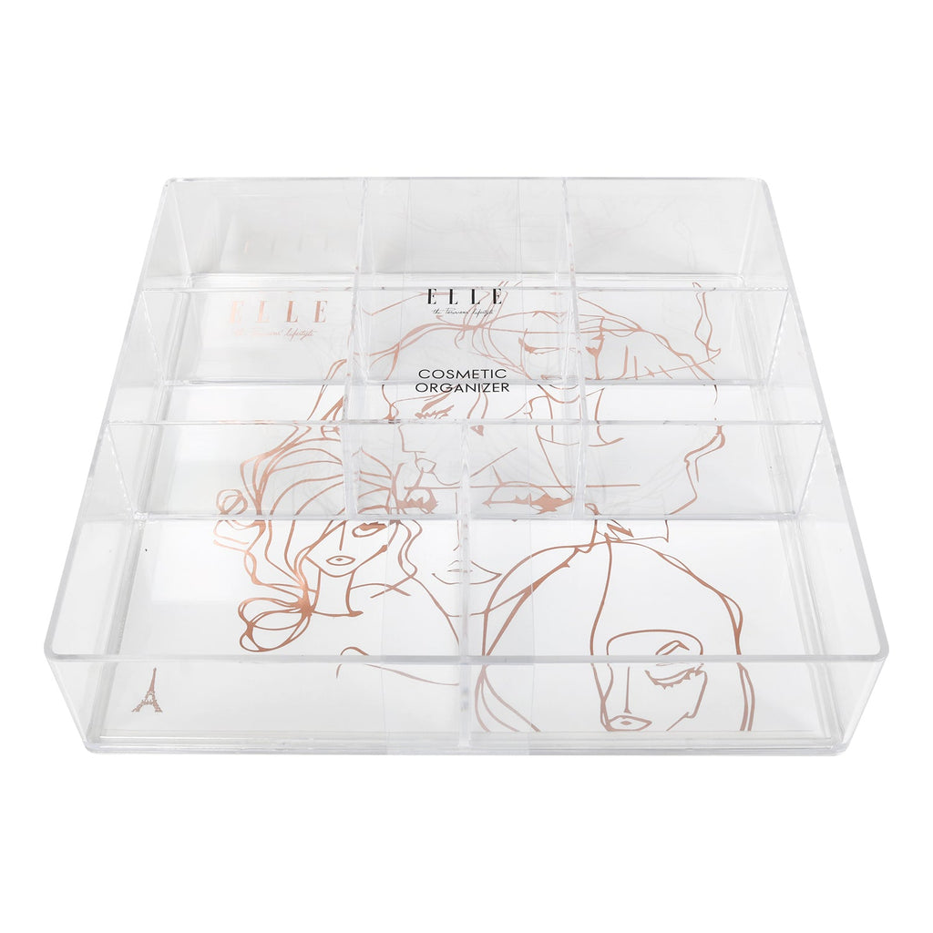 Elle Clear Flat Cosmetic Organizer 8 Compartment - ikatehouse