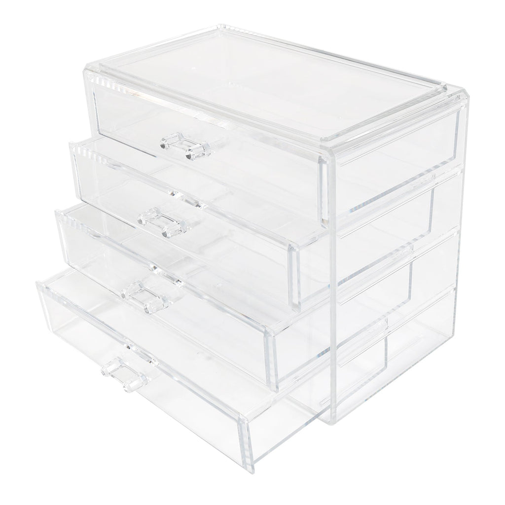 Elle Clear Jewelry Chest 4 Drawers - ikatehouse