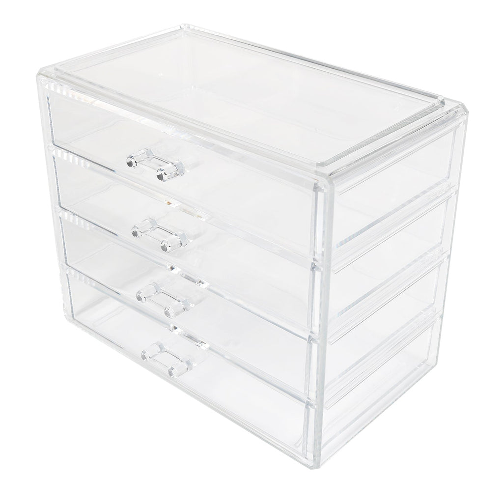 Elle Clear Jewelry Chest 4 Drawers - ikatehouse