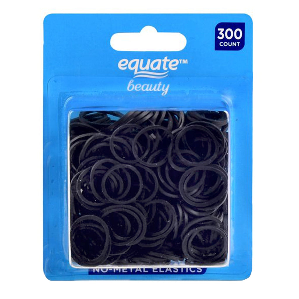 Equate Beauty No-Metal Rubber Band Elastics Black 300pcs - ikatehouse