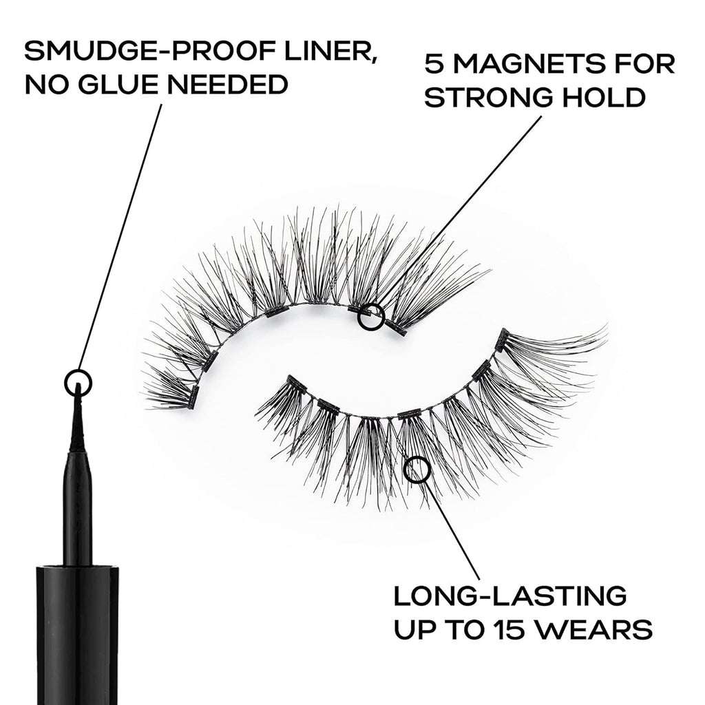 Eylure London Pro Magnetic Eyeliner & Lash System Natural Fiber Fluttery Light No.117 5 Magnets 0.084oz/ 2.5ml - ikatehouse