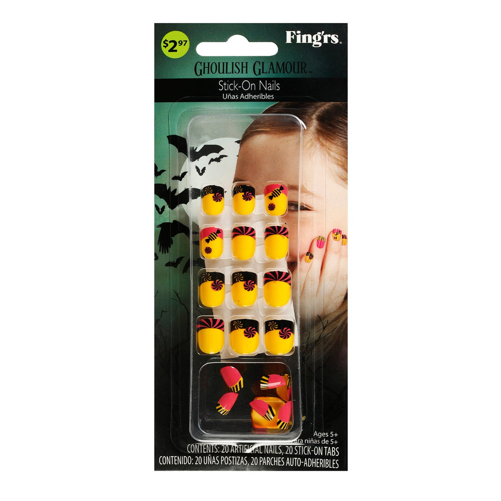 Fing'rs Ghoulish Glamour Halloween Stick on Nails for Little Fingers 20 Nails - ikatehouse