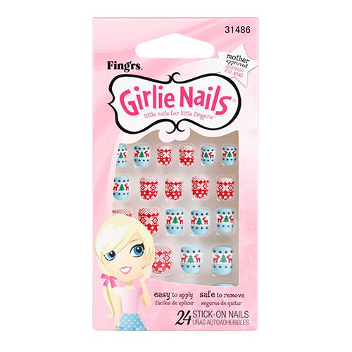 Fingrs Girlie Nails for Little Fingers Holiday Design 24 Nails - ikatehouse