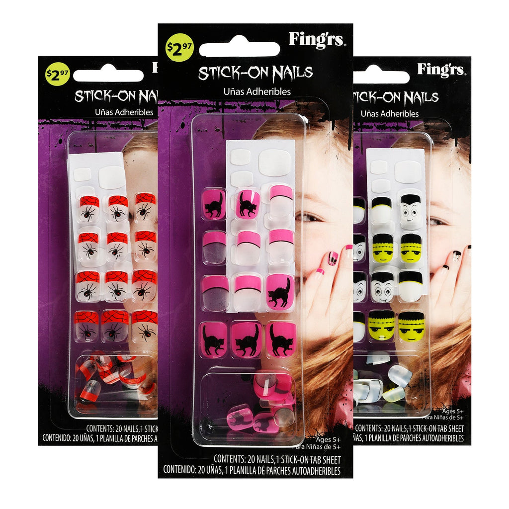 Fing'rs Halloween Stick on Nails for Little Fingers 20 Nails - ikatehouse
