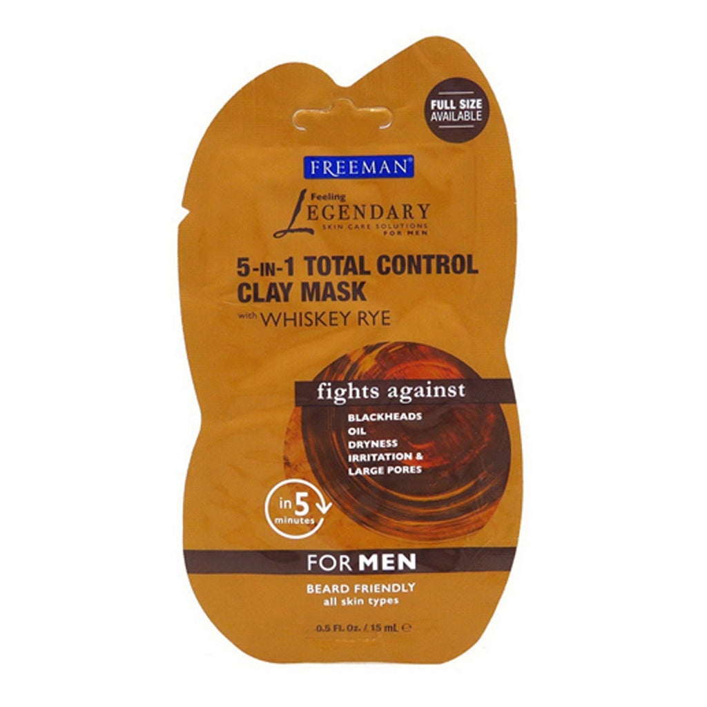 Freeman for Men 5-in-1 Total Control Clay Mask with Whiskey Rye 0.5oz / 15ml - ikatehouse