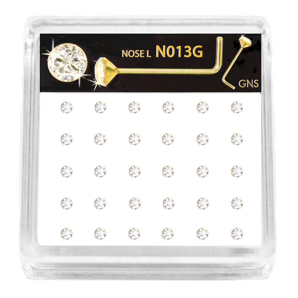 GNS Nose L 1 Stone Gold 30pcs - ikatehouse