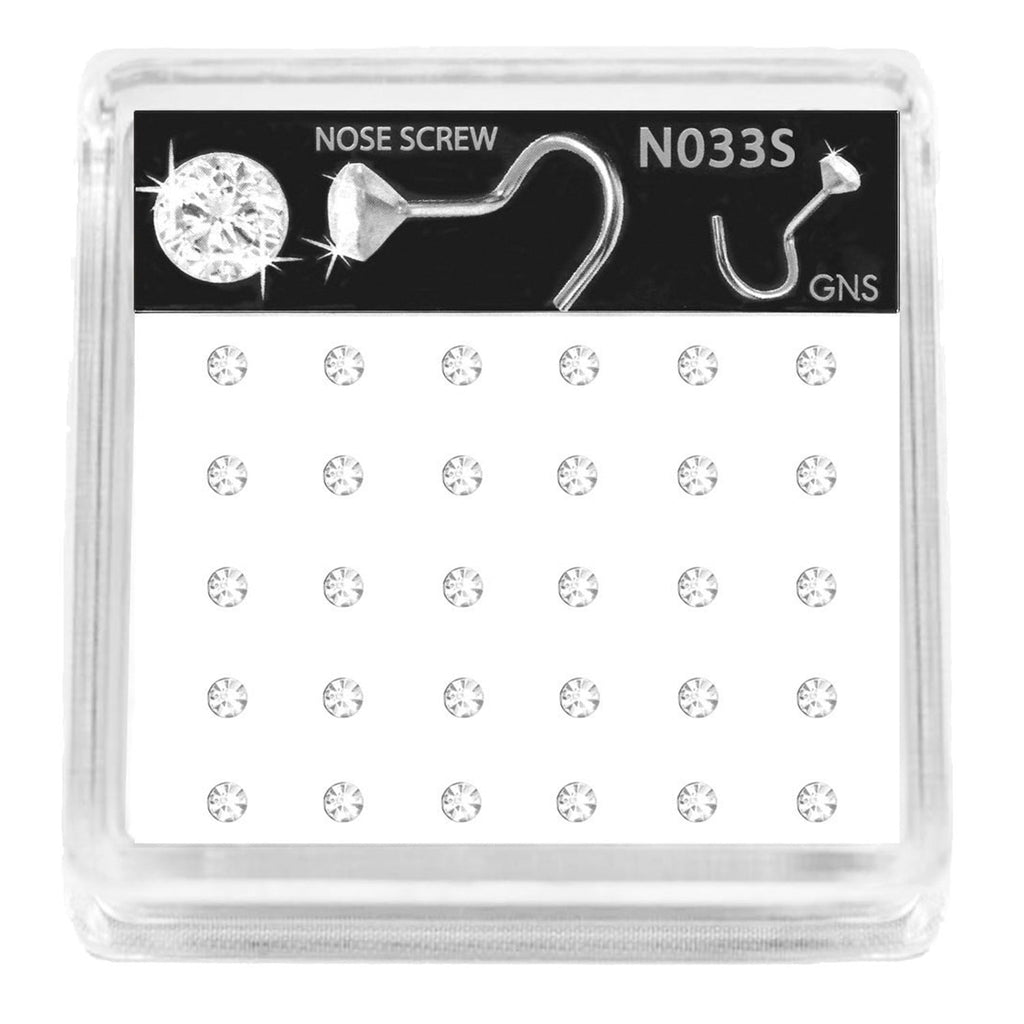 GNS Nose Round 1 Stone Silver 30pcs - ikatehouse