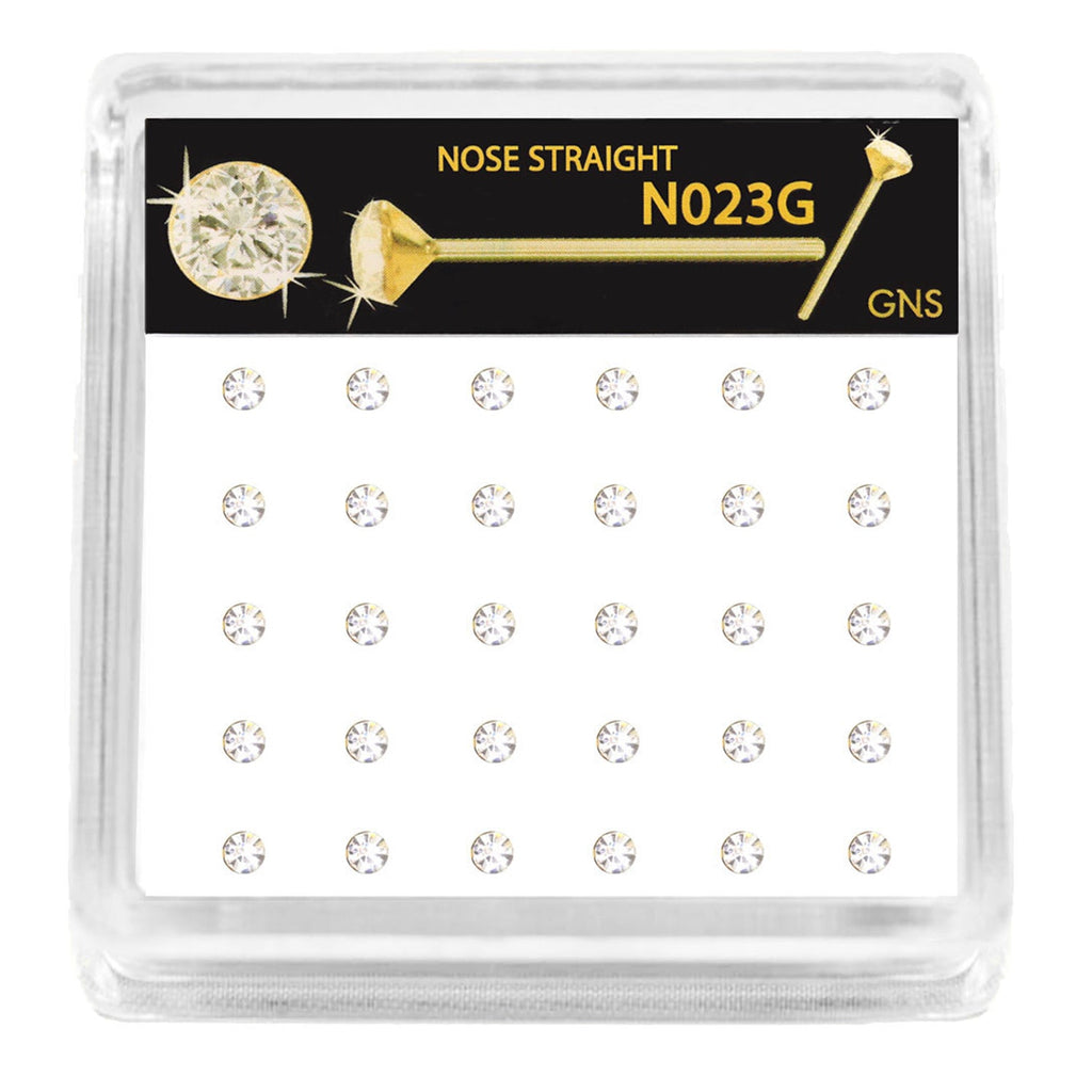 GNS Nose Straight 1 Stone Gold 30pcs - ikatehouse