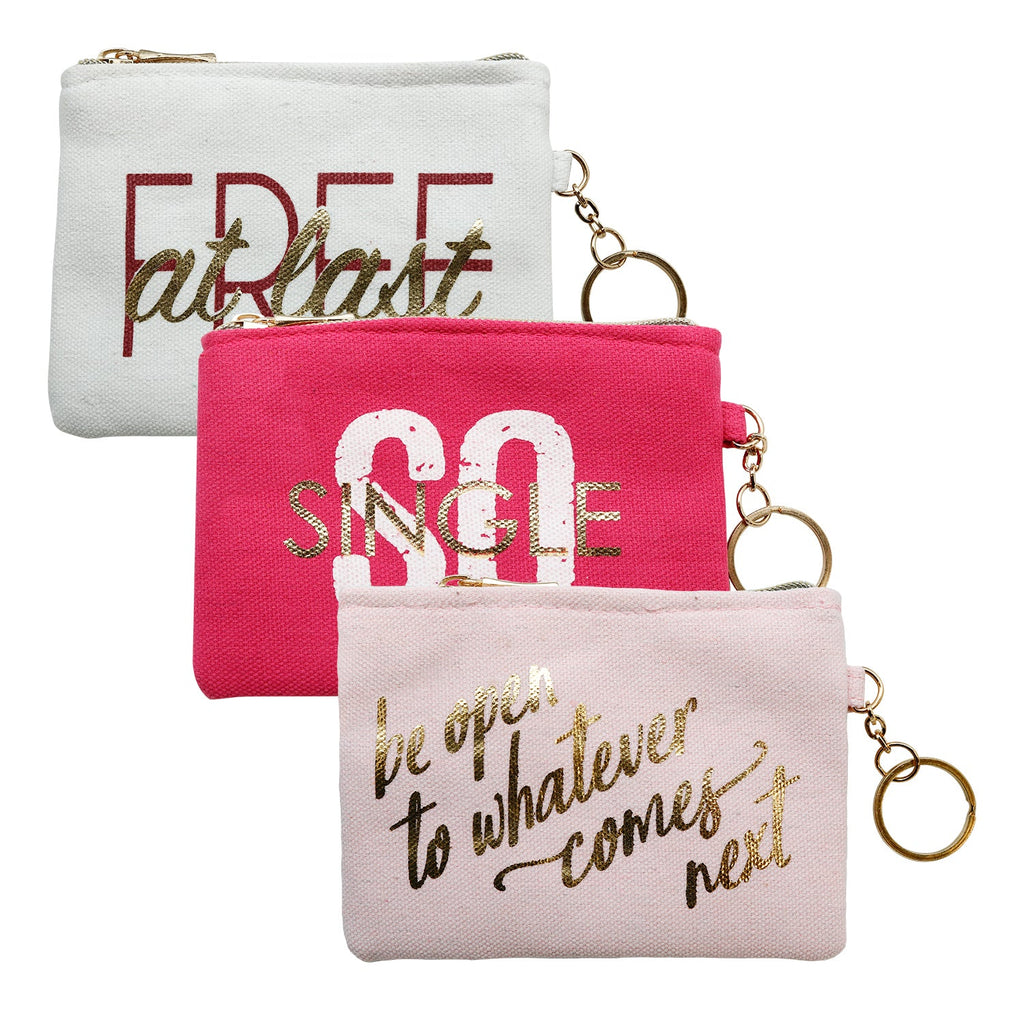 Gold Lettering Mini Pouch with Keychain - ikatehouse