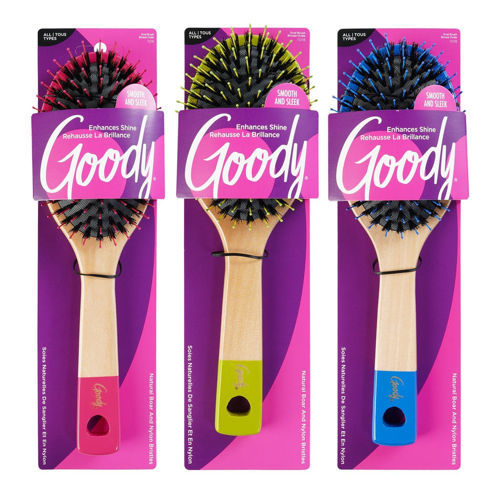 Goody Wood Collection Smooth & Sleek Natural Boar and Nylon Bristles Brush Assorted - ikatehouse