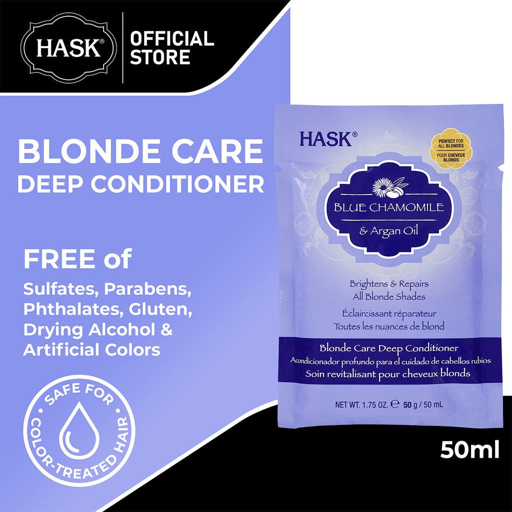 Hask Blue Chamomile n Argan Oil Blonde Care Deep Condtioner 1.75oz - ikatehouse