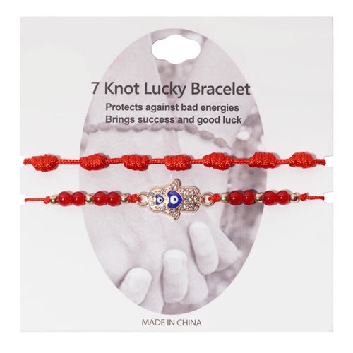 Heart Evil Eye & 7 Knot String Bracelet - ikatehouse