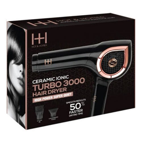 Hot & Hotter Ceramic Ionic Turbo 3000 Hair Dryer - ikatehouse