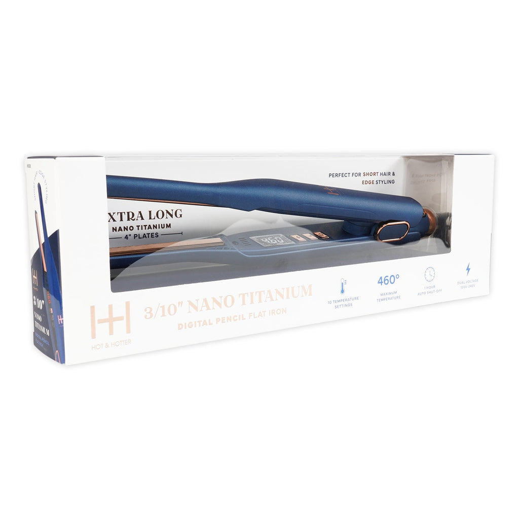 Hot & Hotter Nano Titanium Digital Pencil Flat Iron 3/10" Blue - ikatehouse