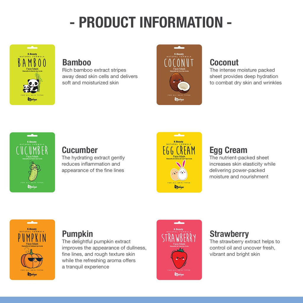 K-Beauty Natural Formula Character Face Mask For All Skin Types - ikatehouse
