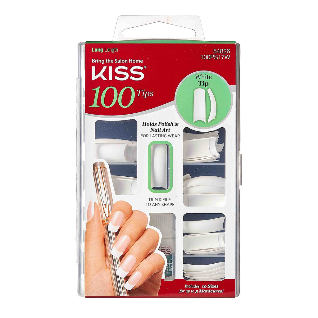 Kiss 100 Tips Long Length White Tip - ikatehouse
