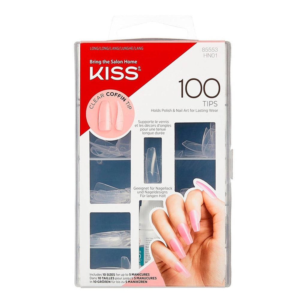 KISS Full Cover Nails Clear Coffin 100 Tips - ikatehouse