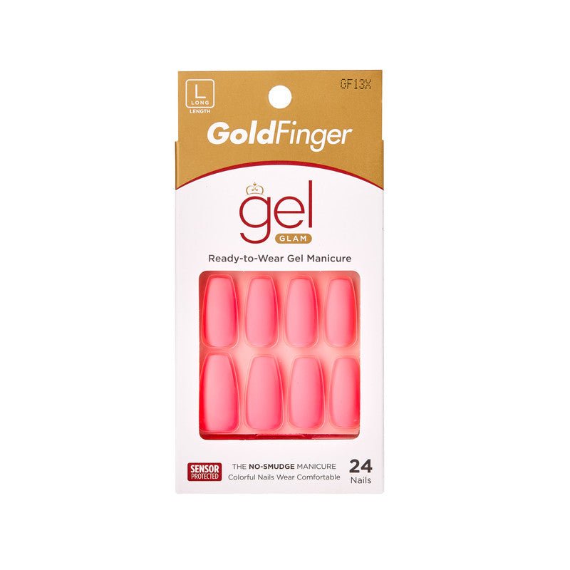 Kiss Gold Finger Gel Glam Nail Kit 24 Nails - ikatehouse