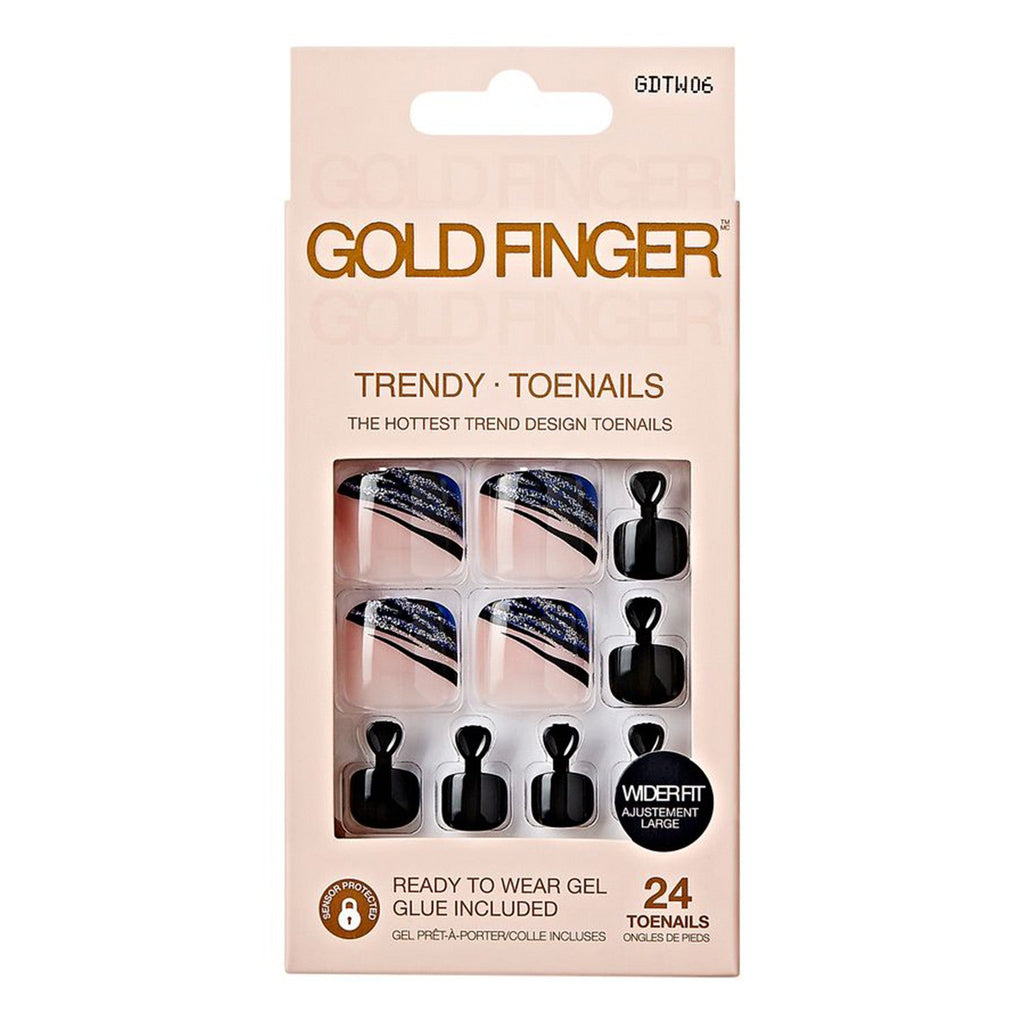 Kiss Gold Finger Trendy Design Wider Fit 24 Toenails - ikatehouse