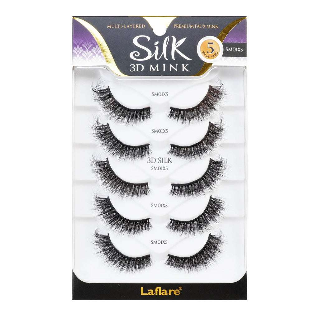 Laflare 3D Silk Mink Premium Faux Mink Eyelashes 5 Pairs - ikatehouse