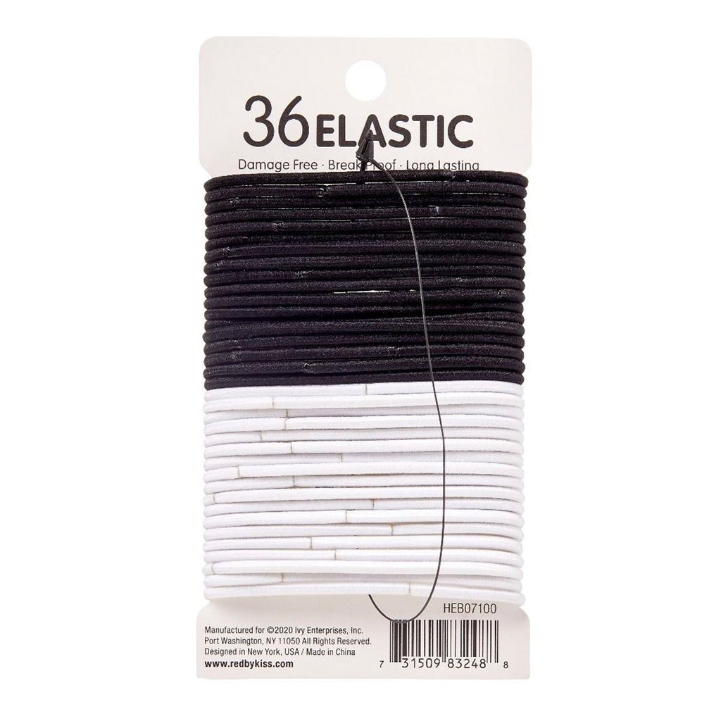 Red by Kiss Maximum Hold Elastic Black & White 2mm 36ct - ikatehouse