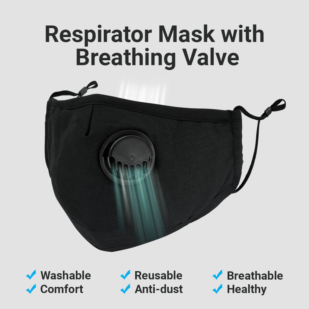 Reusable Washable Respirator Mask with Breathing Valve and Filter - ikatehouse