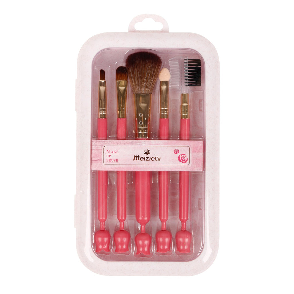 Rose Makeup Brush Kit 5pcs - ikatehouse