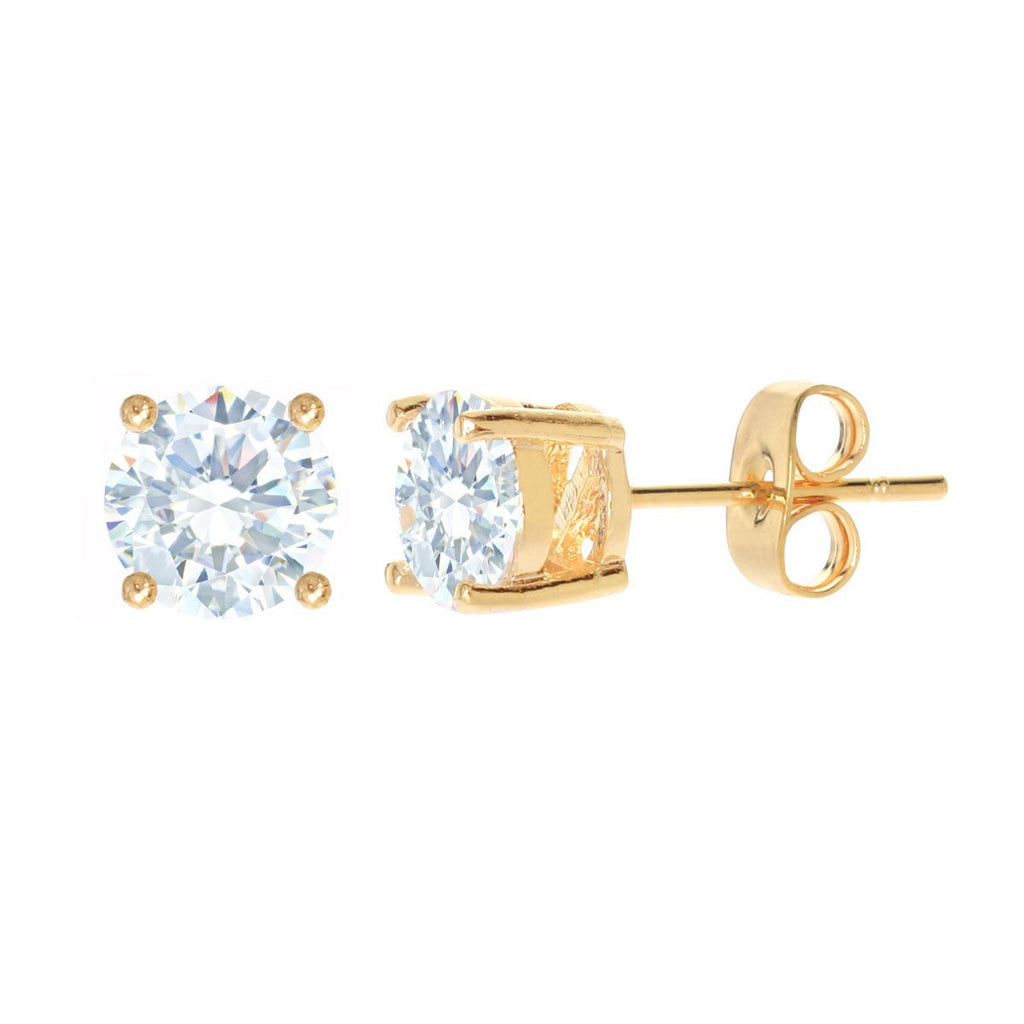 Round Cubic Zirconia Stud Earring Gold - ikatehouse