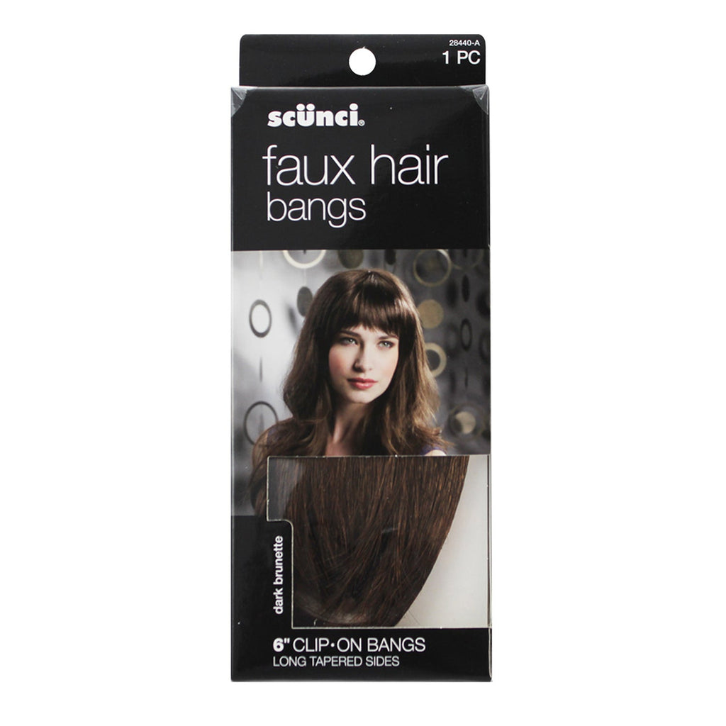 Scunci Faux Hair Clip on Bangs Dark Brunette 6" - ikatehouse
